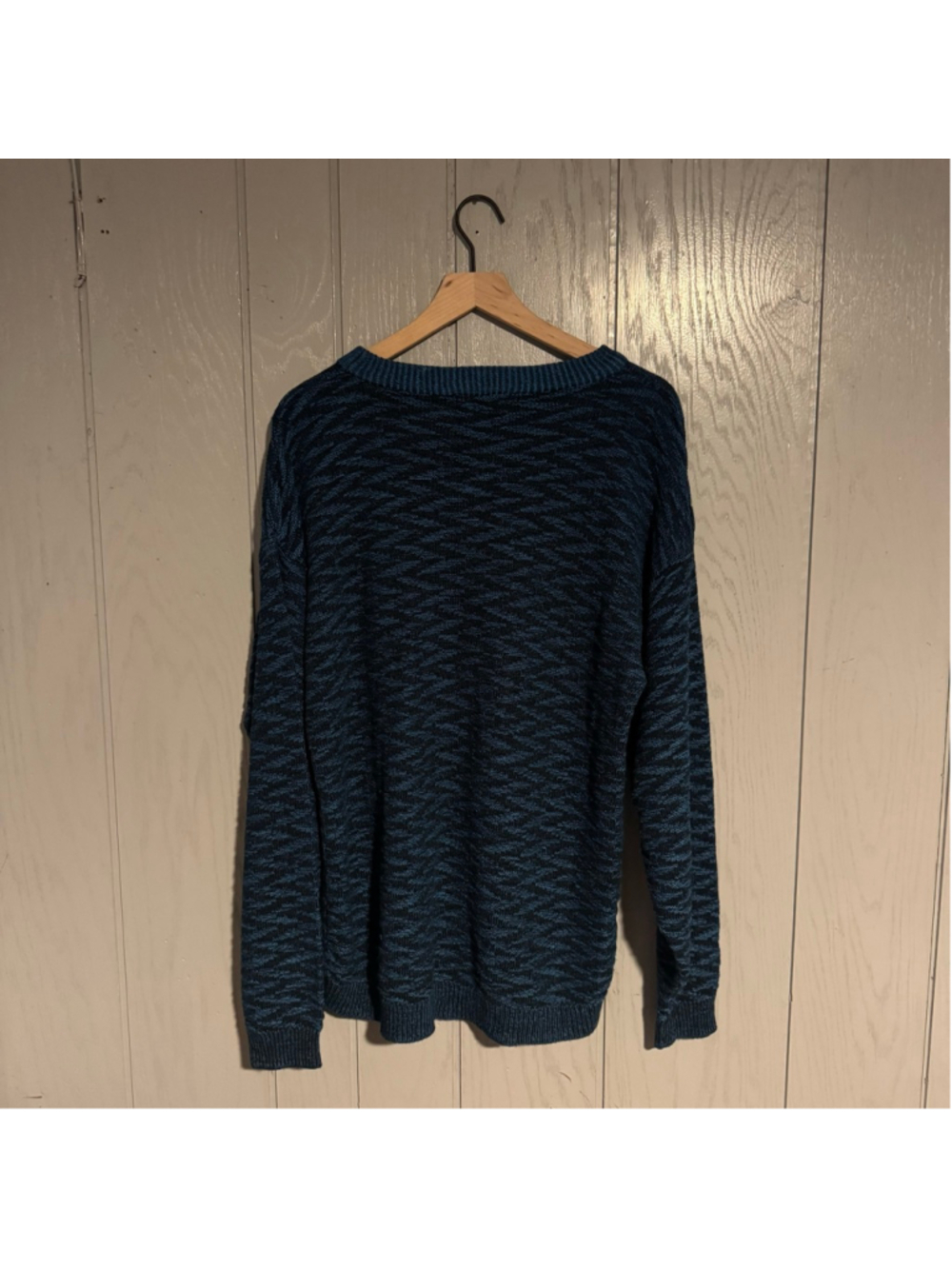 Vintage 1980s Street Closed Geometric Sweater — Teal Blue - Picture 2 of 2